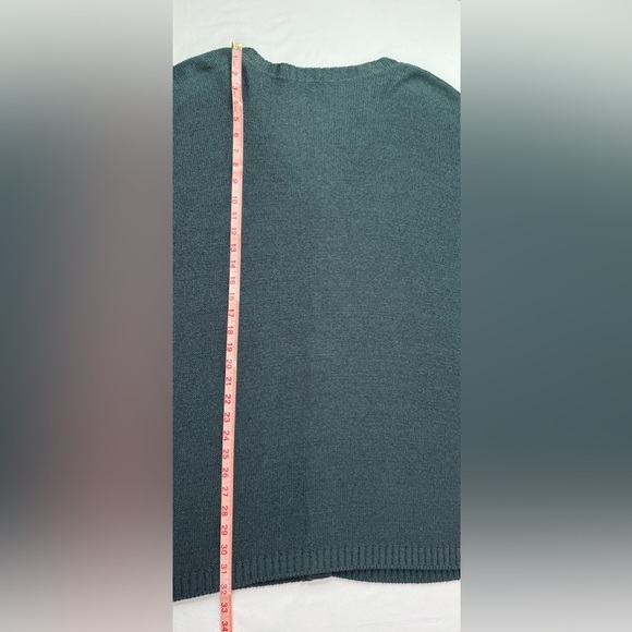 Joan Vass Teal Cardigan V Neck Oversized Purple Buttons Size XL - Picture 9 of 9